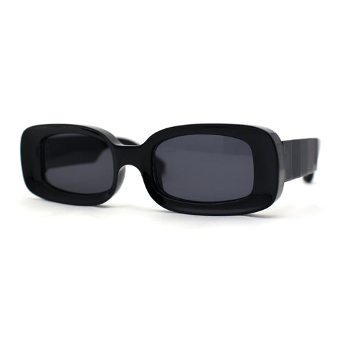 Womens Mod Thick Plastic Narrow Rectangle Bold Rich Sunglasses