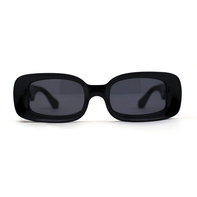 Womens Mod Thick Plastic Narrow Rectangle Bold Rich Sunglasses
