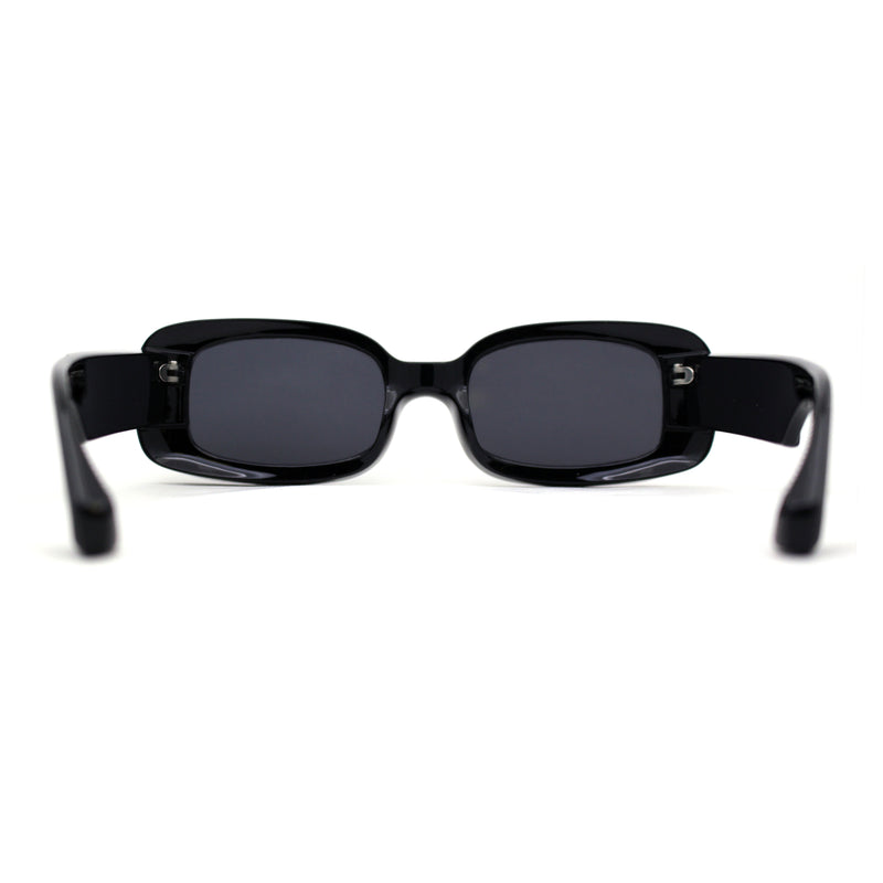 Womens Mod Thick Plastic Narrow Rectangle Bold Rich Sunglasses