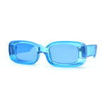 Womens Mod Thick Plastic Narrow Rectangle Bold Rich Sunglasses