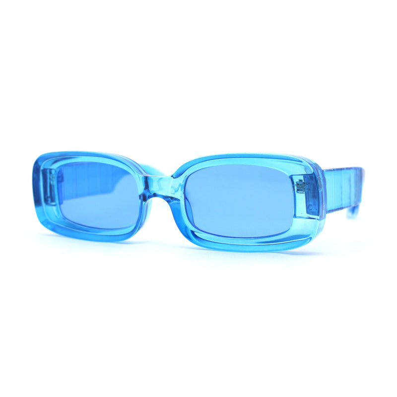 Womens Mod Thick Plastic Narrow Rectangle Bold Rich Sunglasses