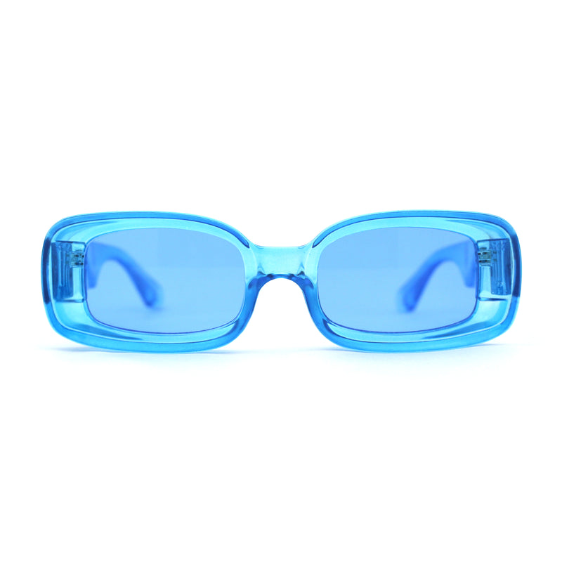 Womens Mod Thick Plastic Narrow Rectangle Bold Rich Sunglasses