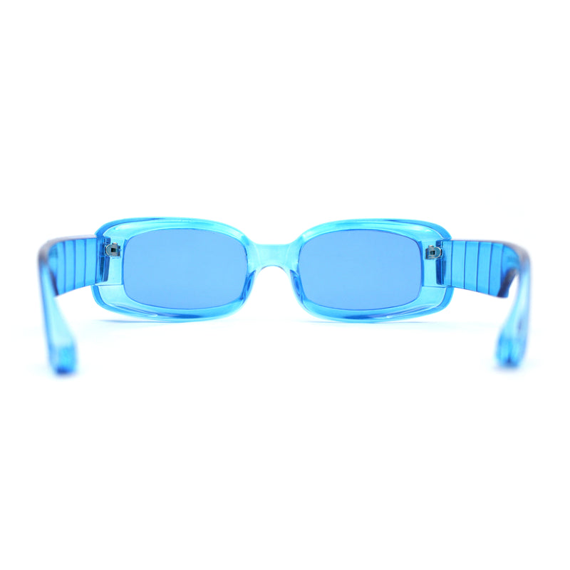 Womens Mod Thick Plastic Narrow Rectangle Bold Rich Sunglasses