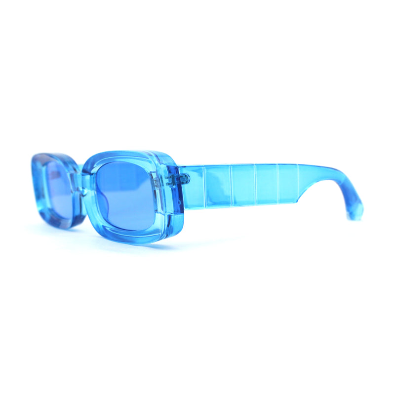 Womens Mod Thick Plastic Narrow Rectangle Bold Rich Sunglasses