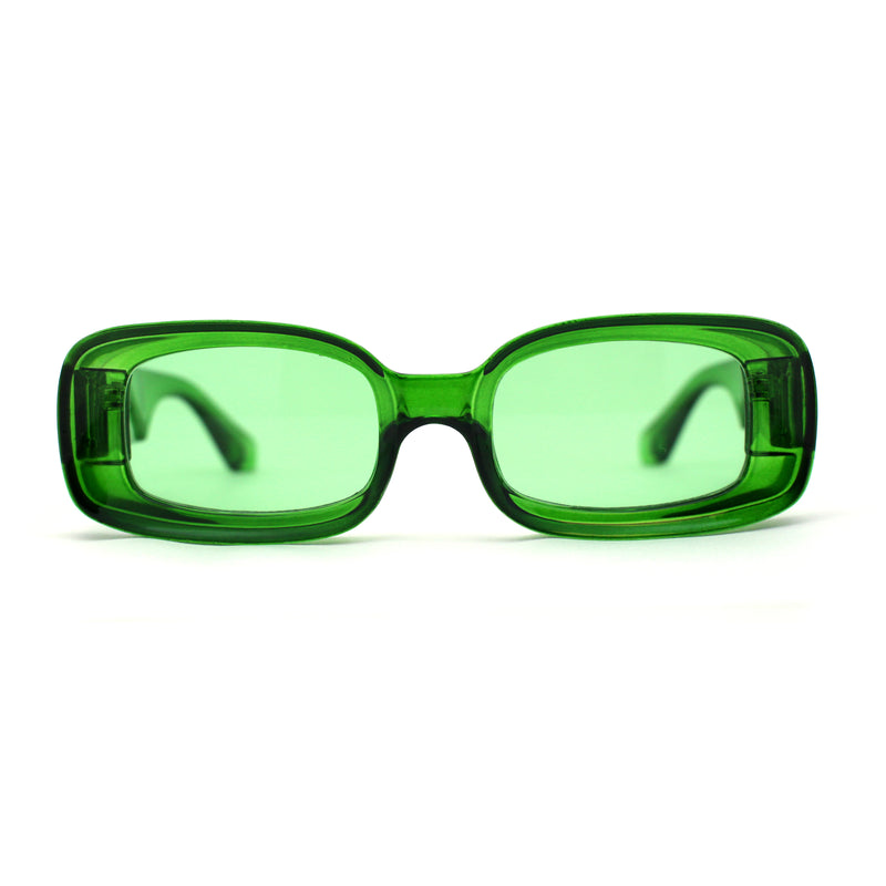 Womens Mod Thick Plastic Narrow Rectangle Bold Rich Sunglasses