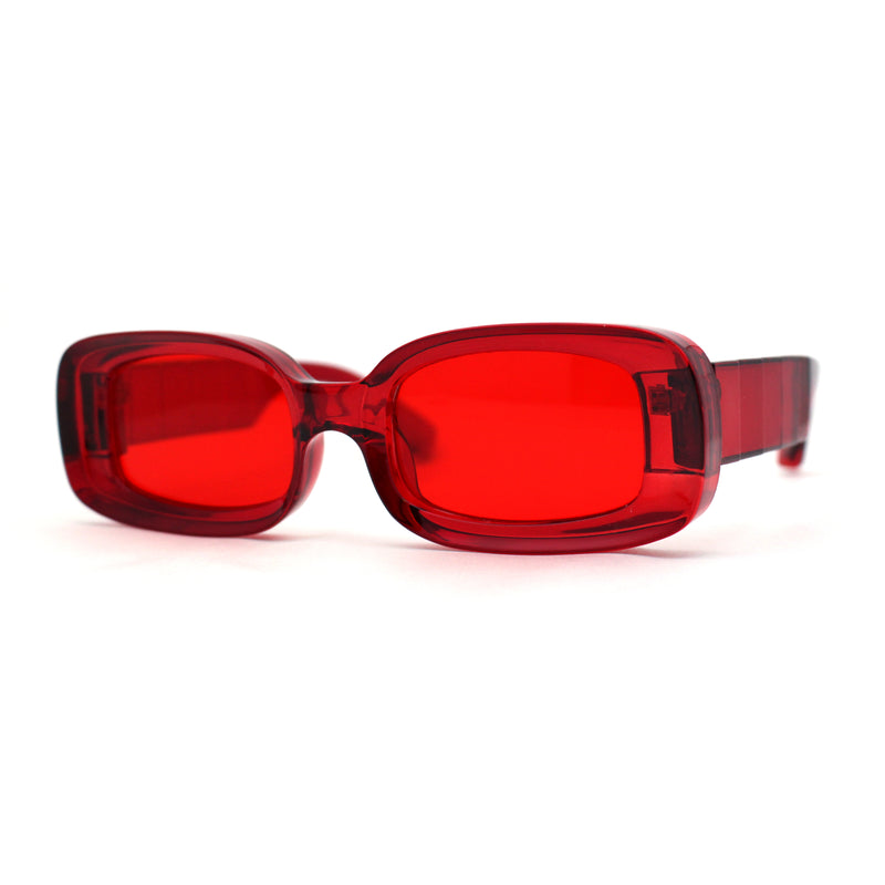 Womens Mod Thick Plastic Narrow Rectangle Bold Rich Sunglasses