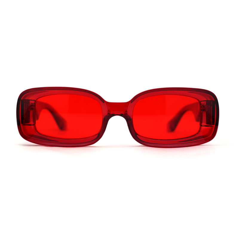 Womens Mod Thick Plastic Narrow Rectangle Bold Rich Sunglasses