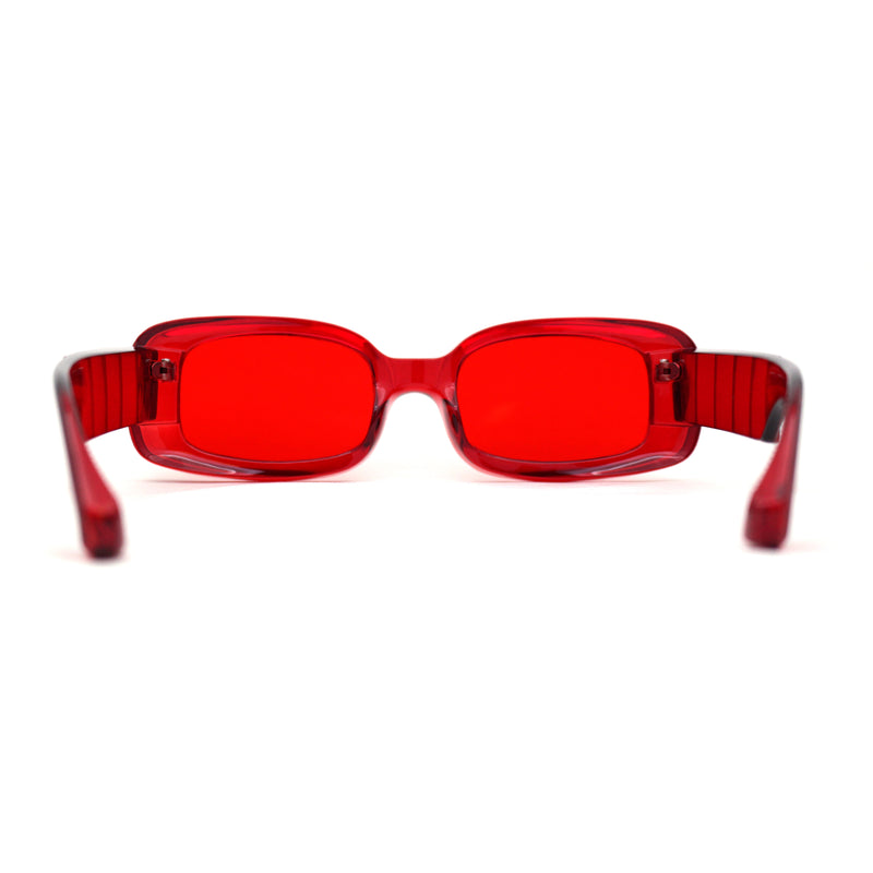 Womens Mod Thick Plastic Narrow Rectangle Bold Rich Sunglasses