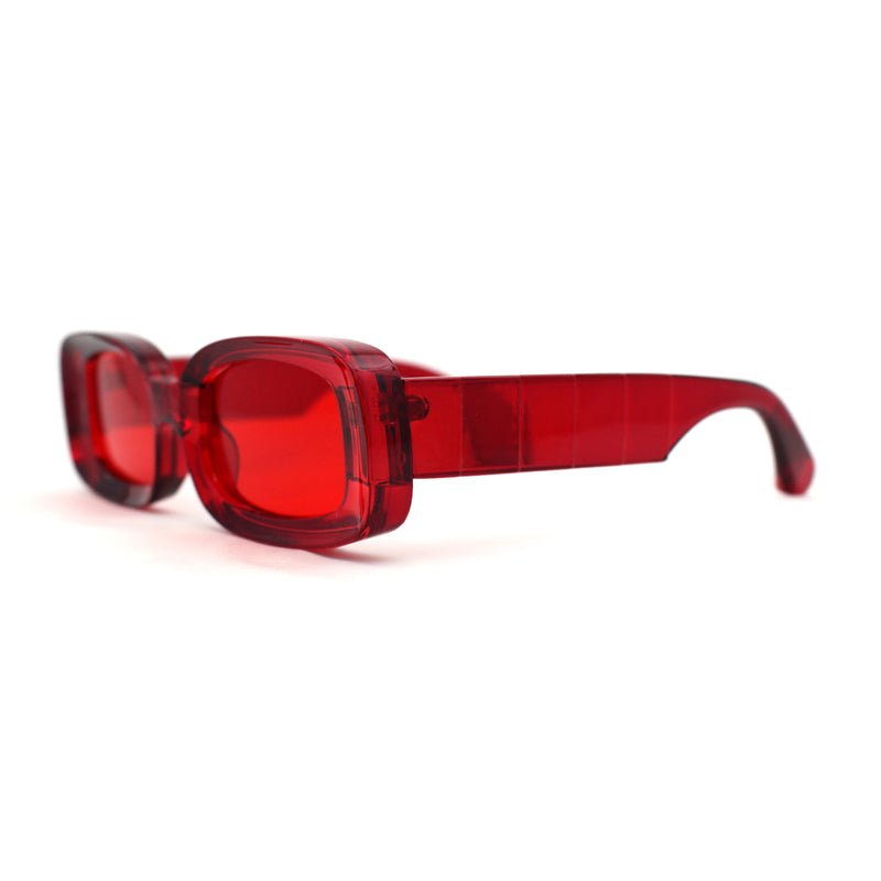 Womens Mod Thick Plastic Narrow Rectangle Bold Rich Sunglasses