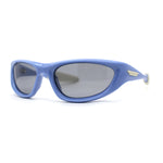 Trendy Sport Wrap Soft Tip Plastic Beveled Thick Plastic Sunglasses