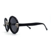 Rhinestone Death Metal Skull Trim Round Circle Lens Plastic Sunglasses