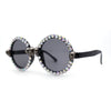 Rhinestone Death Metal Skull Trim Round Circle Lens Plastic Sunglasses