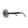 Rhinestone Death Metal Skull Trim Round Circle Lens Plastic Sunglasses