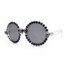 Rhinestone Death Metal Skull Trim Round Circle Lens Plastic Sunglasses