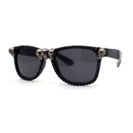 Rhinestone Death Metal Skull Classic Horn Rim Plastic Sunglasses