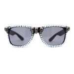 Rhinestone Death Metal Skull Classic Horn Rim Plastic Sunglasses