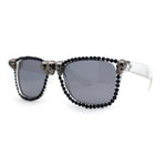 Rhinestone Death Metal Skull Classic Horn Rim Plastic Sunglasses