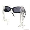 Heavy Dripping Rhinestone Tassel Bling Luxury Rectangle Sunglasses