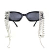 Heavy Dripping Rhinestone Tassel Bling Luxury Rectangle Sunglasses