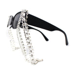 Heavy Dripping Rhinestone Tassel Bling Luxury Rectangle Sunglasses