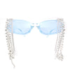 Heavy Dripping Rhinestone Tassel Bling Luxury Rectangle Sunglasses
