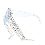 Heavy Dripping Rhinestone Tassel Bling Luxury Rectangle Sunglasses