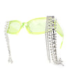 Heavy Dripping Rhinestone Tassel Bling Luxury Rectangle Sunglasses