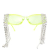 Heavy Dripping Rhinestone Tassel Bling Luxury Rectangle Sunglasses