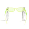 Heavy Dripping Rhinestone Tassel Bling Luxury Rectangle Sunglasses
