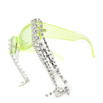 Heavy Dripping Rhinestone Tassel Bling Luxury Rectangle Sunglasses