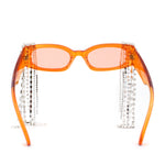 Heavy Dripping Rhinestone Tassel Bling Luxury Rectangle Sunglasses