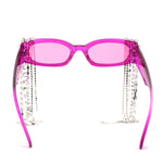 Heavy Dripping Rhinestone Tassel Bling Luxury Rectangle Sunglasses