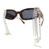 Heavy Dripping Rhinestone Tassel Bling Luxury Rectangle Sunglasses