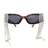 Heavy Dripping Rhinestone Tassel Bling Luxury Rectangle Sunglasses