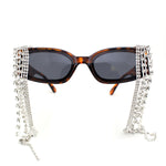 Heavy Dripping Rhinestone Tassel Bling Luxury Rectangle Sunglasses