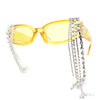 Heavy Dripping Rhinestone Tassel Bling Luxury Rectangle Sunglasses