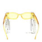 Heavy Dripping Rhinestone Tassel Bling Luxury Rectangle Sunglasses