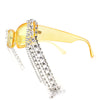 Heavy Dripping Rhinestone Tassel Bling Luxury Rectangle Sunglasses