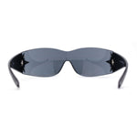 Womens Wrap Around Shield Star Jewel Retro 90s Sunglasses