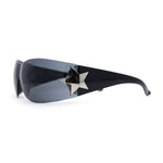 Womens Wrap Around Shield Star Jewel Retro 90s Sunglasses