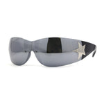 Womens Wrap Around Shield Star Jewel Retro 90s Sunglasses