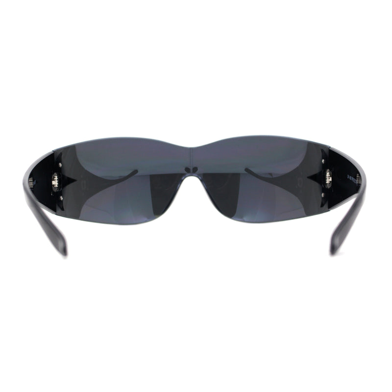 Womens Wrap Around Shield Star Jewel Retro 90s Sunglasses