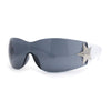 Womens Wrap Around Shield Star Jewel Retro 90s Sunglasses