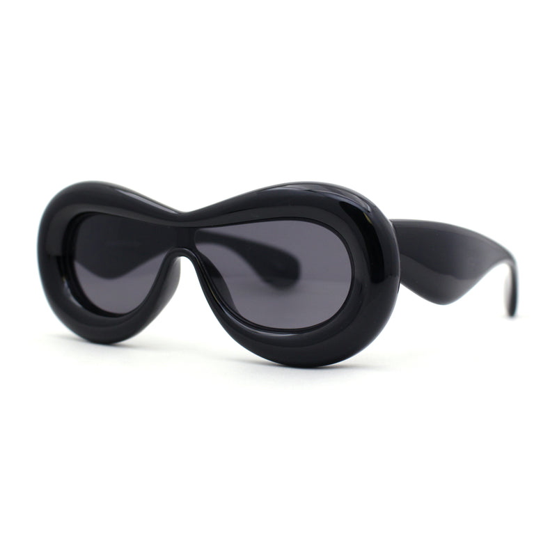 Womens Unique Balloon Thick Racer Shield Retro Sunglasses