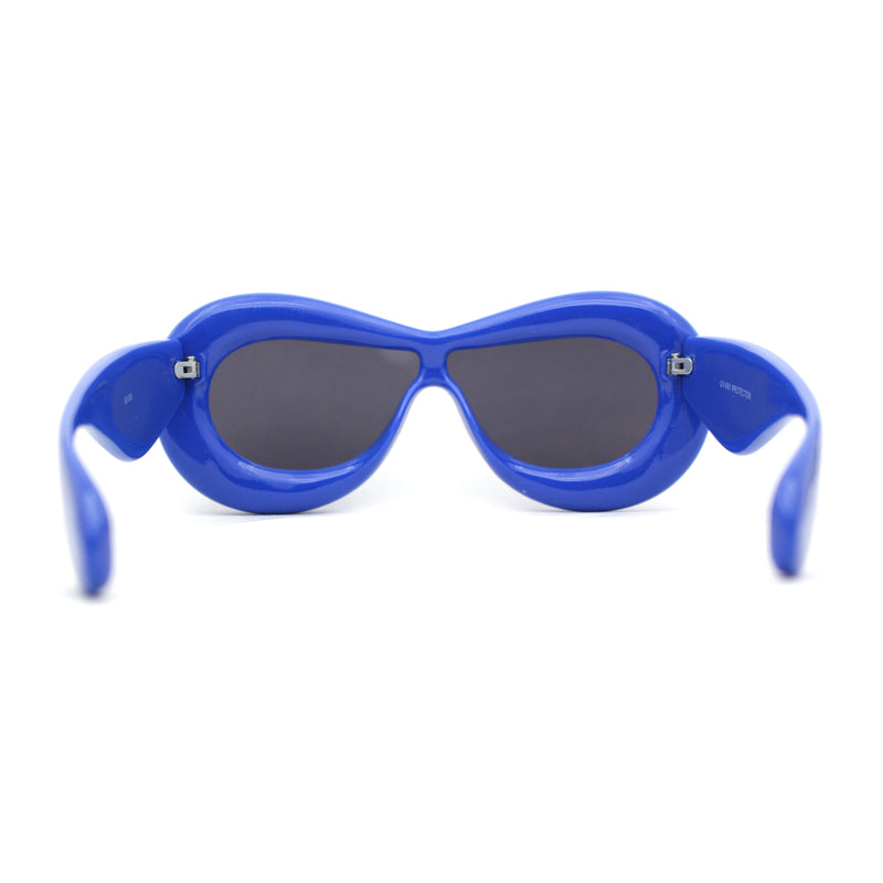 Womens Unique Balloon Thick Racer Shield Retro Sunglasses