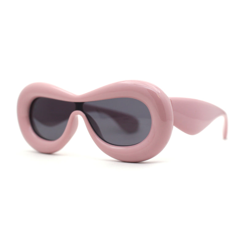 Womens Unique Balloon Thick Racer Shield Retro Sunglasses