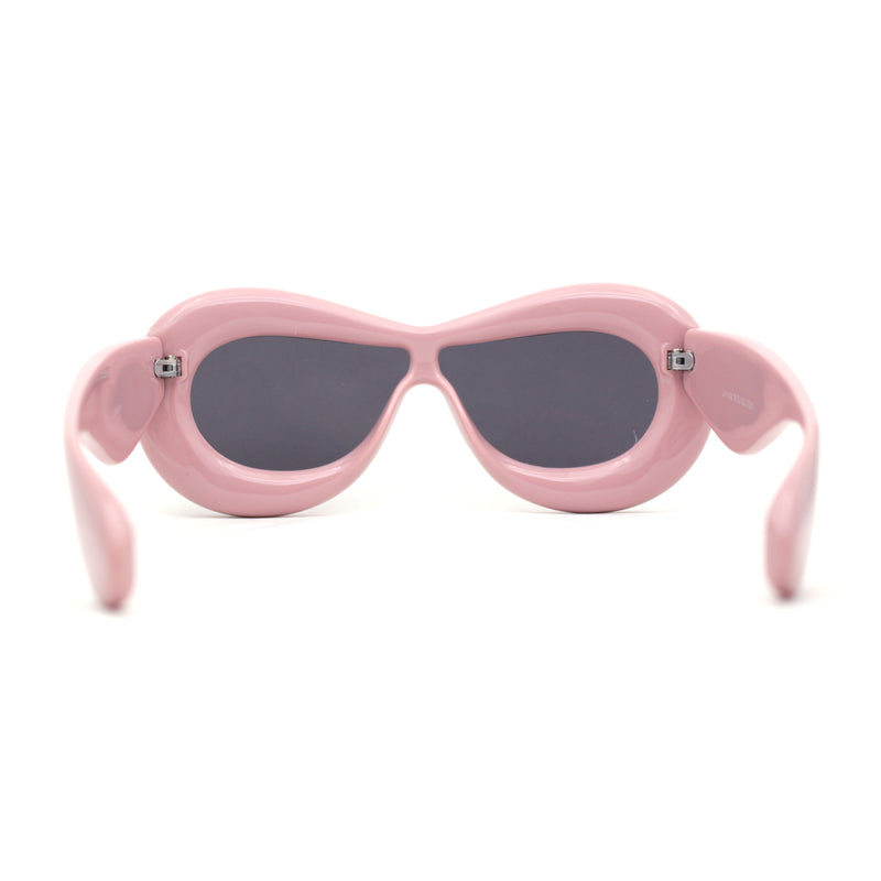 Womens Unique Balloon Thick Racer Shield Retro Sunglasses