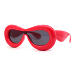 Womens Unique Balloon Thick Racer Shield Retro Sunglasses