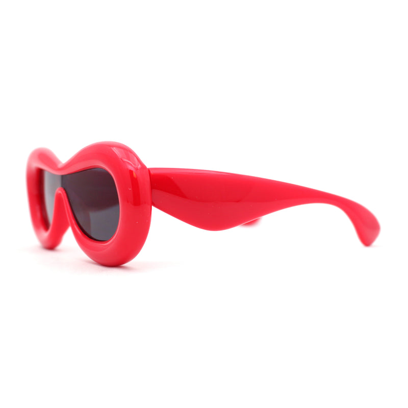 Womens Unique Balloon Thick Racer Shield Retro Sunglasses