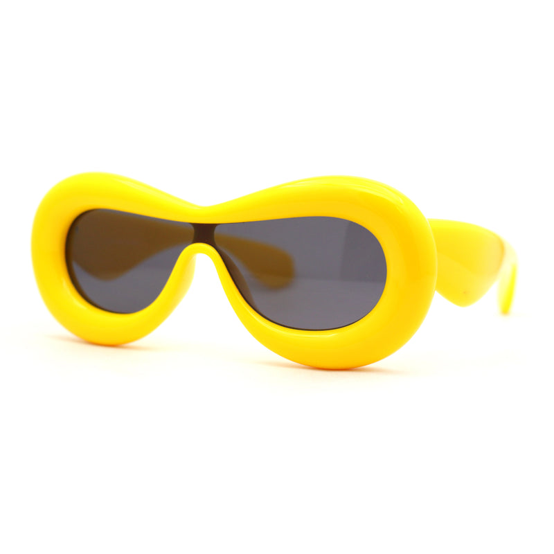 Womens Unique Balloon Thick Racer Shield Retro Sunglasses